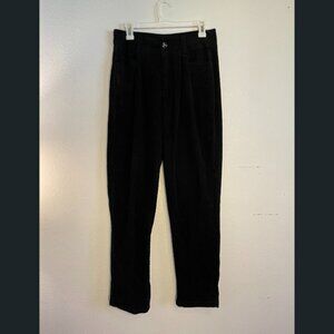Classic Mid-Waisted Black Corduroy Pants